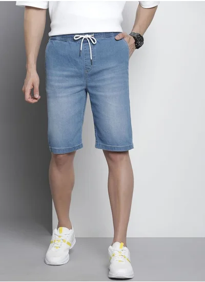 The Indian Garage Co Men Regular Fit Solid Mid-Rise Denim Shorts