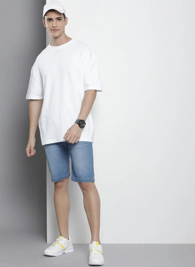 The Indian Garage Co Men Regular Fit Solid Mid-Rise Denim Shorts