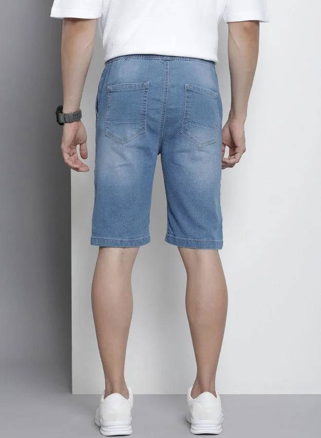 The Indian Garage Co Men Regular Fit Solid Mid-Rise Denim Shorts