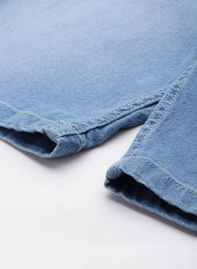 The Indian Garage Co Men Regular Fit Solid Mid-Rise Denim Shorts