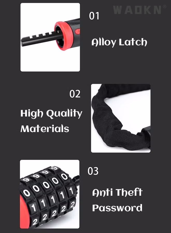 WAOKN 5-Digit Resettable Combination Anti-Theft Bike Locks Security Anti-Theft Bike Lock Chain Resettable Combination Bicycle Lock Bike Locks for Bike, Motorcycle, Bicycle, Door, Gate, Fence, Grill - Image 5