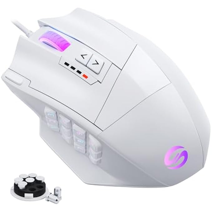 rayihni فأرة الألعاب فينوس RGB سلكية، دقة عالية 16400 DPI ليزر قابلة للبرمجة LED MMO لألعاب الكمبيوتر مع 12 زر جانبي - Image 1