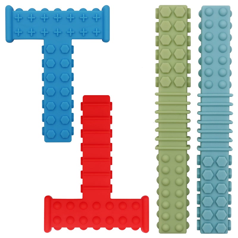 Sensory Chew Tubes for Autistic Children 4 Pack Silicone Chewy Sticks Oral Motor Tool for Sensory Kids with Autistic Biting ADHD SPD Teether Toys for Babies 36 612 Months BPA Free