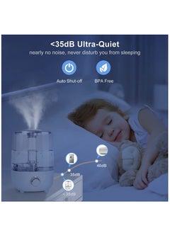 Generic Air Humidifier, 4L Large Humidifiers, 4L Air Humidifier Adjustable Mist 360° Dual Nozzle Cool Mist Humidifier for Home, Bedroom  - Image 5