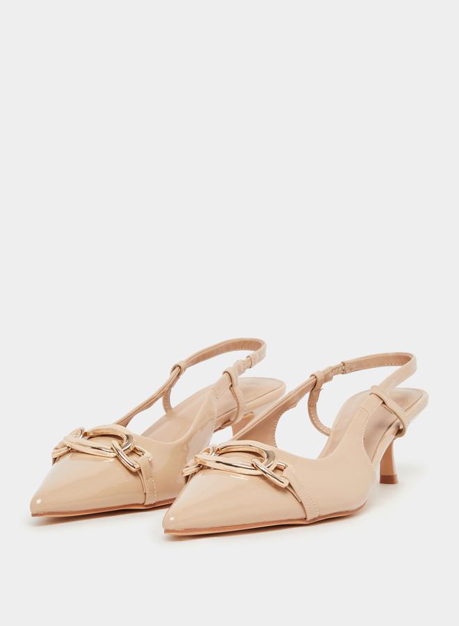 ستايلي أحذية بكعب مدبب بحزام خلفي وإبزيم معدني - Image 2