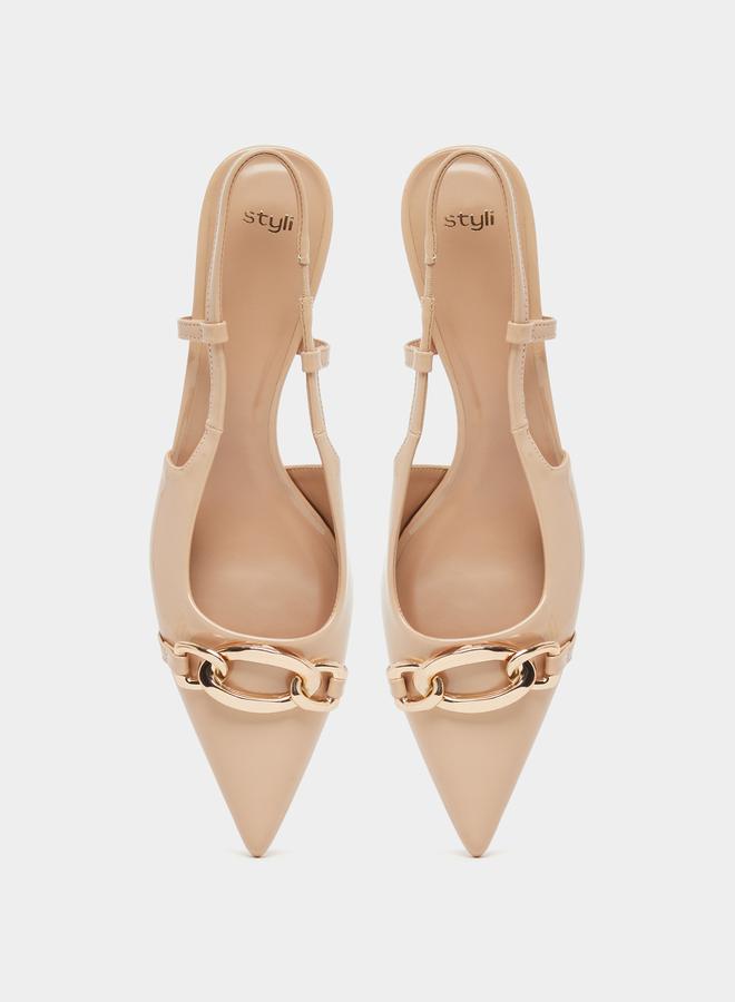 ستايلي أحذية بكعب مدبب بحزام خلفي وإبزيم معدني - Image 5