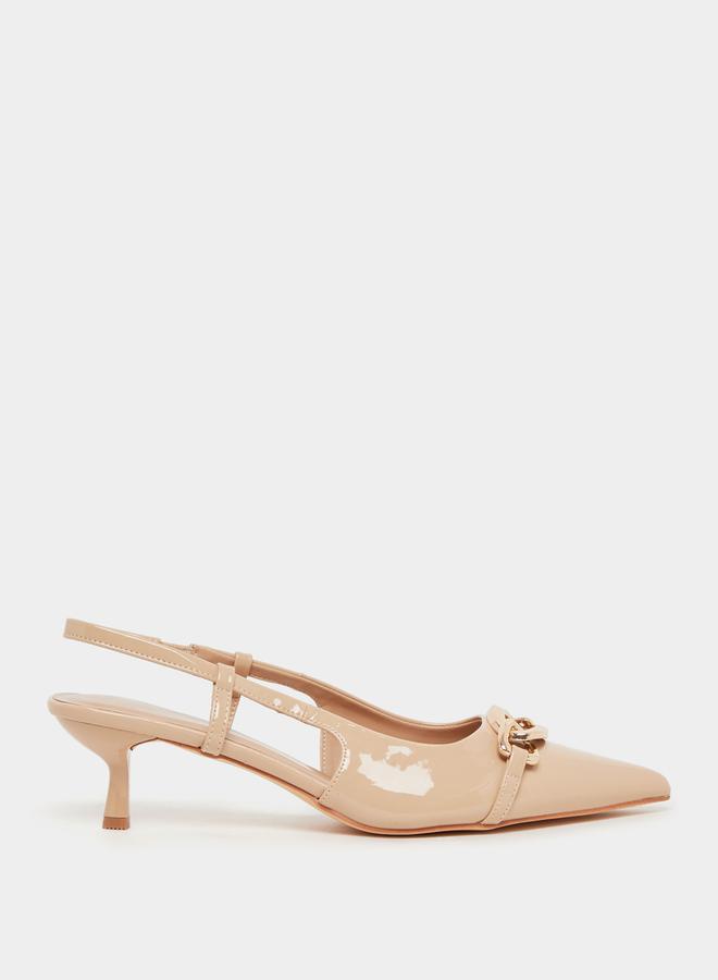 ستايلي أحذية بكعب مدبب بحزام خلفي وإبزيم معدني - Image 1