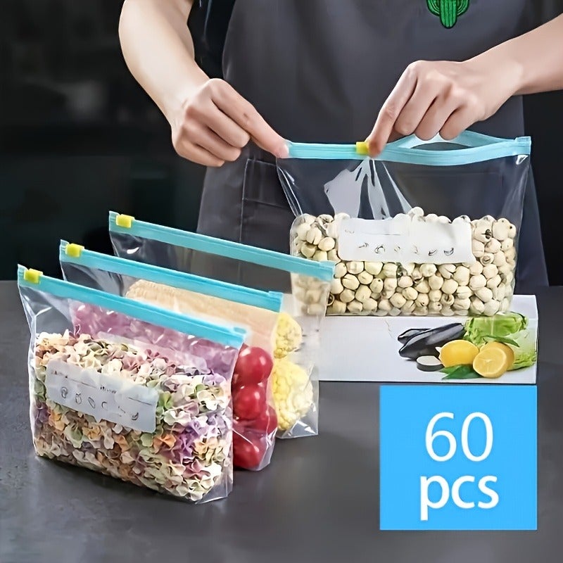 Zipper Storage Bags in Three Sizes: 40/50/60 Pieces, Food Classification Storage Bags, Fresh Food Storage and Sealing Bags, Suitable for Fruits, Grains, Vegetables, and Meat, for Kitchen Storage and Preservation, Kitchen Accessories - Image 2
