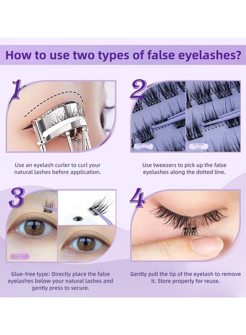 جلامكيت مجموعة تمديد الرموش ذاتية اللصق، مجموعة رموش ناعمة للمبتدئين (مع ملقط)، مجموعة تمديد الرموش اللاصقة 8 مم، 10 مم، 12 مم - 120 قطعة - Image 5