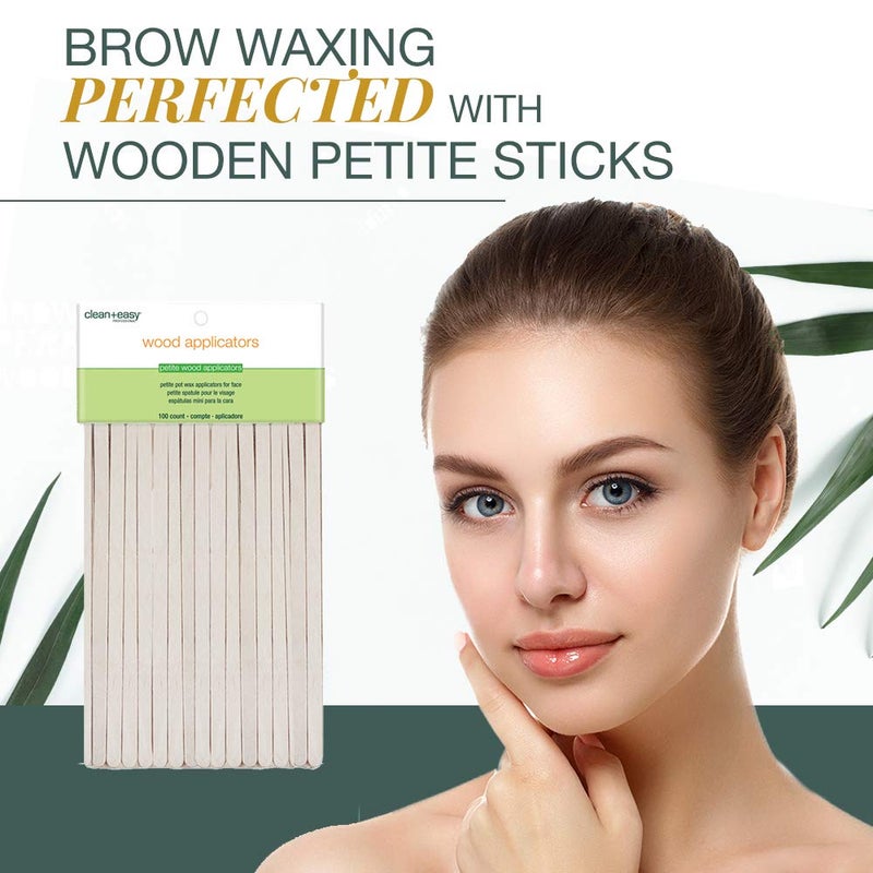 Clean + Easy Petite Wooden Applicator Waxing Sticks â€“ Small Wax Sticks for Hair Removal Waxing, 100 Count - Image 2