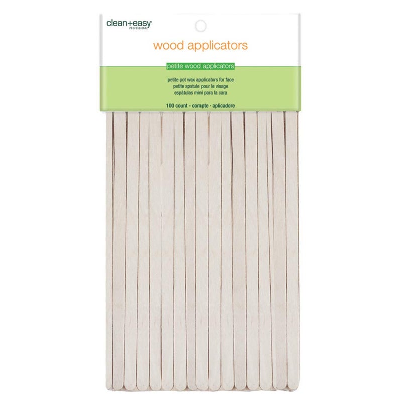 Clean + Easy Petite Wooden Applicator Waxing Sticks â€“ Small Wax Sticks for Hair Removal Waxing, 100 Count - Image 1