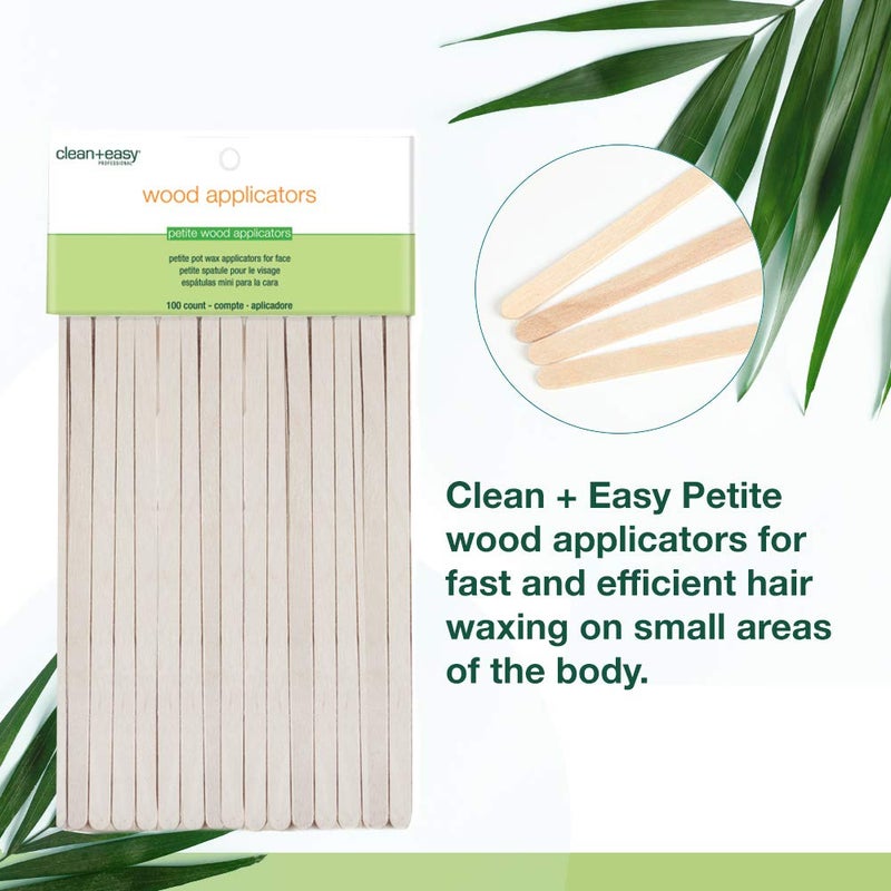 Clean + Easy Petite Wooden Applicator Waxing Sticks â€“ Small Wax Sticks for Hair Removal Waxing, 100 Count - Image 3