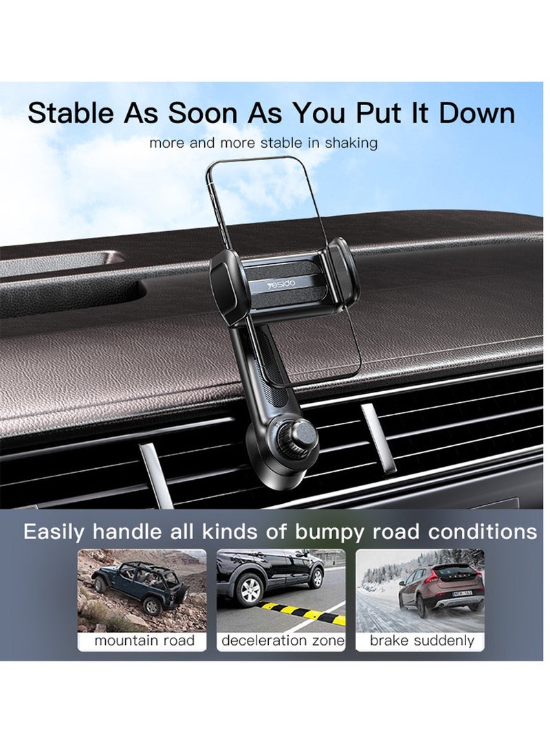 Yesido C165 Air Vent Phone Holder Unique Olecranon Design 720 Two-Way Rotation Car Phone Holder Black - Image 3