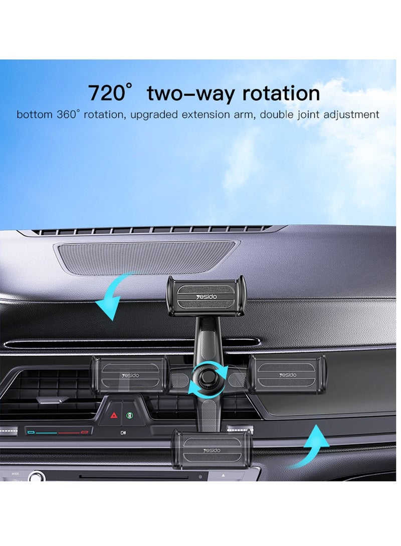 Yesido C165 Air Vent Phone Holder Unique Olecranon Design 720 Two-Way Rotation Car Phone Holder Black - Image 4