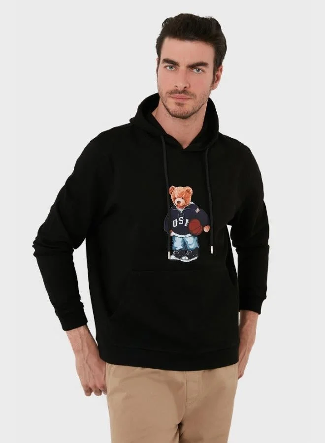 Buratti  Buratti Printed Cotton Hooded Sweatshirt with Kangaroo Pocket for Men 6141003B for Men | Best Price UAE