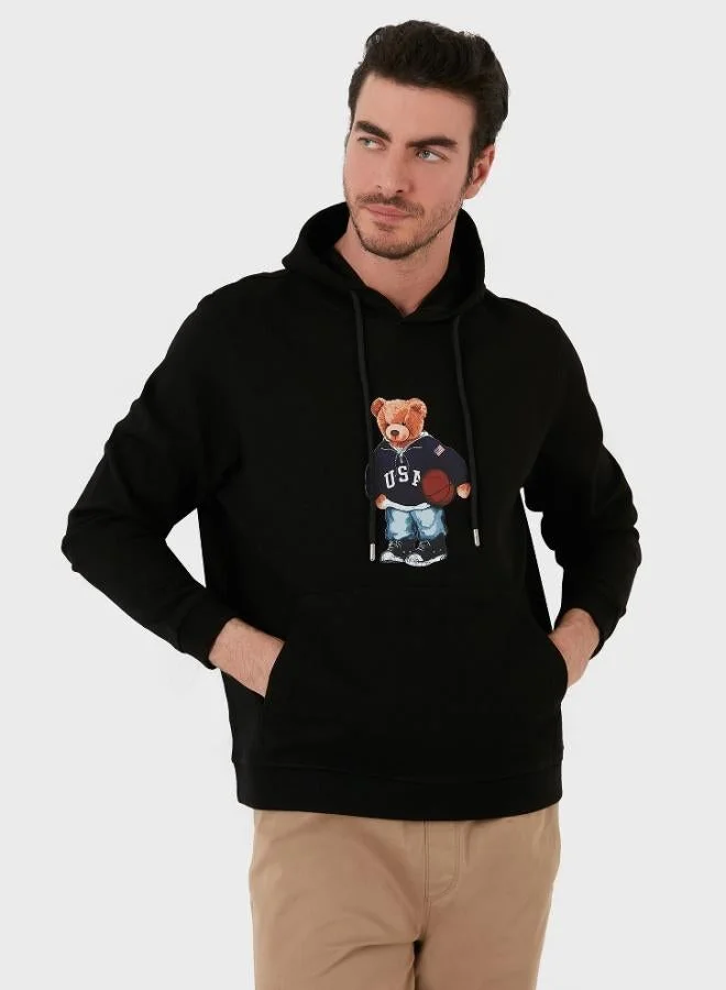 Buratti  Buratti Printed Cotton Hooded Sweatshirt with Kangaroo Pocket for Men 6141003B for Men | Best Price UAE