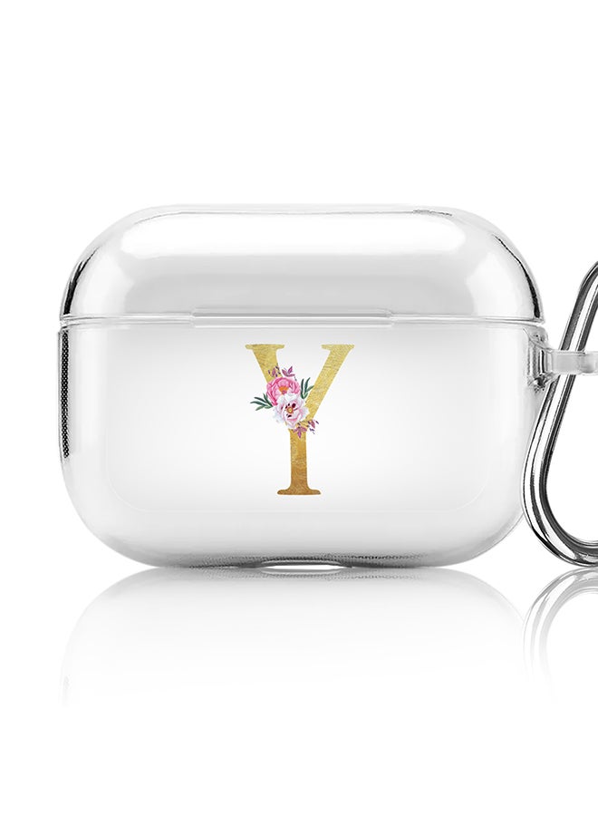 Stylizedd Classic Clear printed Case for Apple AirPods Pro 2nd Generation Thin Transparent Cover - Custom Monogram Initial Letter Floral Pattern Alphabet - Y (Clear ) - Image 1