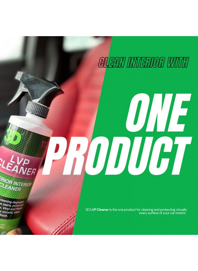 3D LVP Interior Cleaner - Removes Dirt, Grime, Grease, Oil & Stains from Leather, Vinyl & Plastic - Great for Seats, Steering Wheels, Door Panels, Dashboards - Car, Office, Home Use 16oz. - Image 2