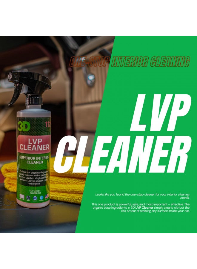 3D LVP Interior Cleaner - Removes Dirt, Grime, Grease, Oil & Stains from Leather, Vinyl & Plastic - Great for Seats, Steering Wheels, Door Panels, Dashboards - Car, Office, Home Use 16oz. - Image 1