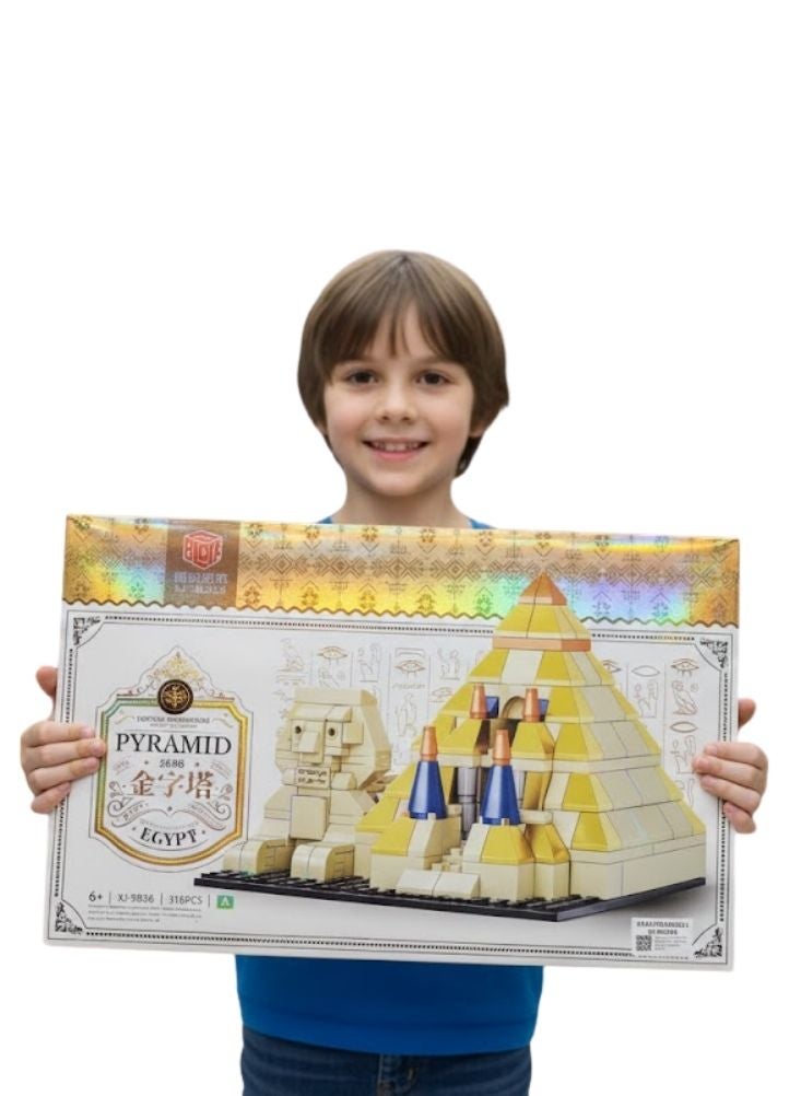 بريميم مجموعة مكعبات بناء الهرم المصري – لعبة بناء تعليمية إبداعية بتصميم أبو الهول، نموذج تعليمي في مجالات العلوم والهندسة للأطفال - Image 1