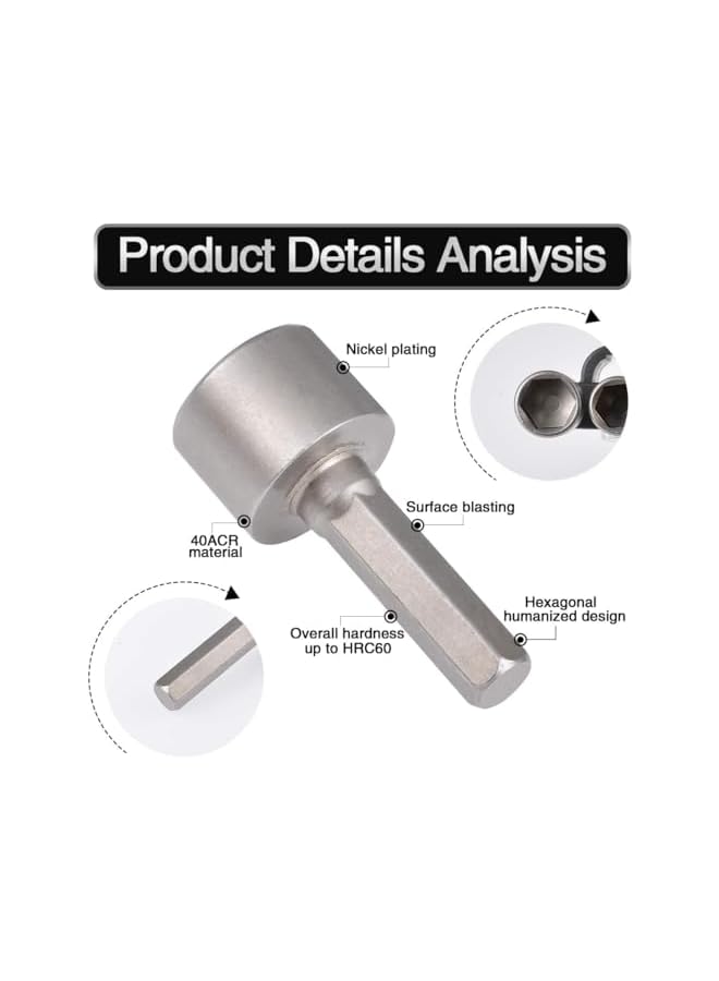promass 14Pcs Nut Driver Bit, 5-12mm Hex Shank Socket, Socket Nut Driver Set, Impact Driver Socket Adapter Metric Hand Drill, Electric Screwdriver, Wrench (With L-Shaped Handle) - Image 5