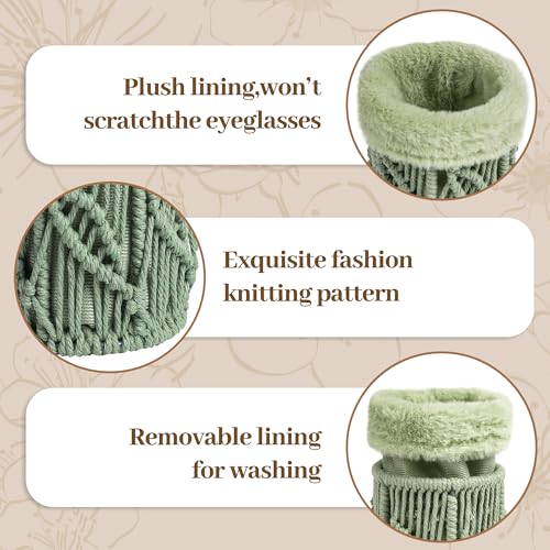 HOSROOME Glasses Holder for Nightstand Boho Decor Eyeglass Holder Stand for Office Desk Organizer-Green - Image 2