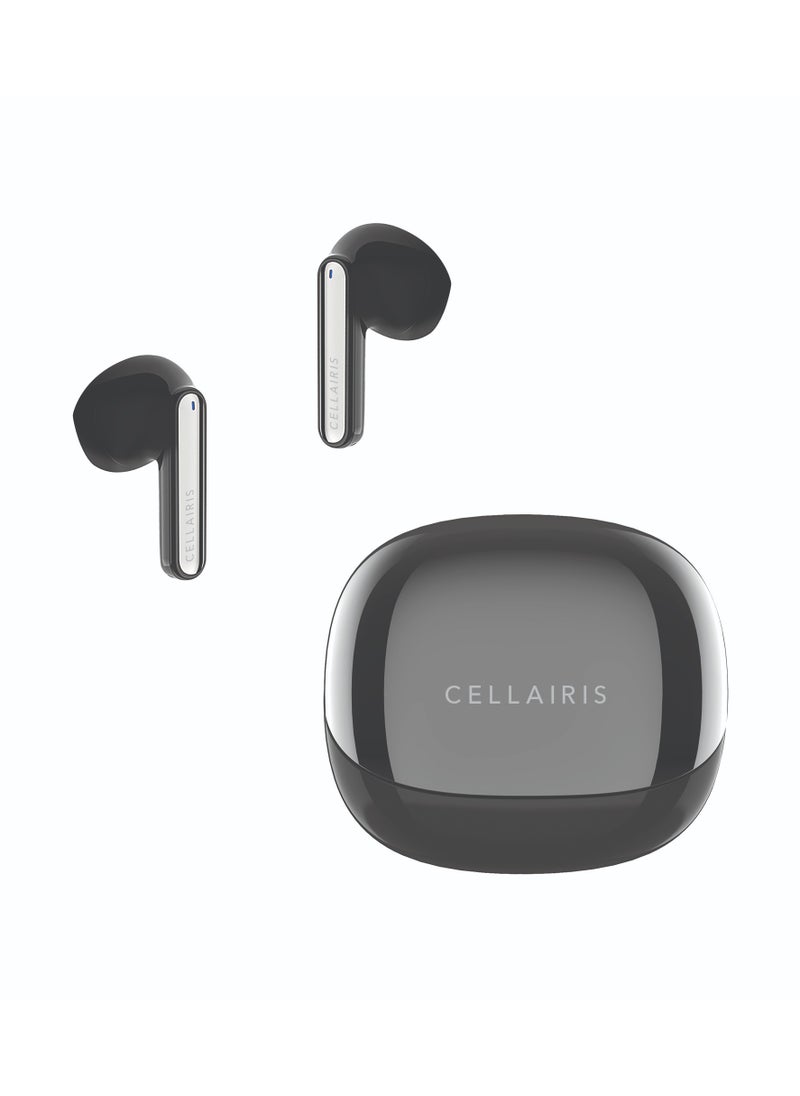 Cellairis - OPAL TWS Wireless Earbuds, In-Ear Bluetooth V5.3 + EDR, Noise Reduction, Talk/Music Time: 4-5 hours, Light-Weight Wireless Earphones – Chrome Black - Image 1
