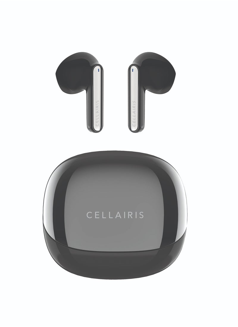 Cellairis - OPAL TWS Wireless Earbuds, In-Ear Bluetooth V5.3 + EDR, Noise Reduction, Talk/Music Time: 4-5 hours, Light-Weight Wireless Earphones – Chrome Black - Image 1