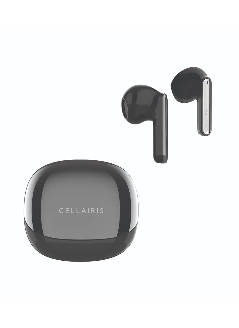 Cellairis - OPAL TWS Wireless Earbuds, In-Ear Bluetooth V5.3 + EDR, Noise Reduction, Talk/Music Time: 4-5 hours, Light-Weight Wireless Earphones – Chrome Black - Image 1