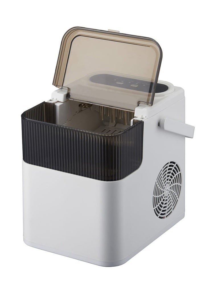 ماكينة صنع الثلج Bullet بسعة 1.8 لتر، ماكينة صنع ثلج محمولة توضع على سطح الطاولة، بقوة 300 واط، سريعة وهادئة مع خزان مياه ومغرفة - للاستخدام المنزلي والمكتبي والمطبخي والبار والمقهى. إنتاج سريع للثلج في دقائق. تنتج الثلج في غضون 6-8 دقائق فقط، مما يمنحك ثلجًا طازجًا بسرعة للمشروبات والعصائر والكوكتيلات - مثالية للاستخدام المنزلي أو المكتبي أو في المقهى - Image 2