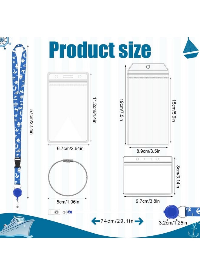 Prudiut - 40 Pcs Cruise Lanyard Kits Includes 10 Pack Cruise Lanyards With 10 Pack Cruise Luggage Tag Holder And 20 Pack Waterproof Badge Holders Cruise Ship Essentials For Cruise Ship Key Cards - Image 1