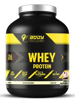 Whey Protein Powder Vanilla Marshmallow 4 LB, Whey Isolate & Concentrate Blend, 25g Protein Per Serving, BCAA, Glutamine & Digestive Enzyme Blend, Low Sugar Sports Nutrition Powder - view 2