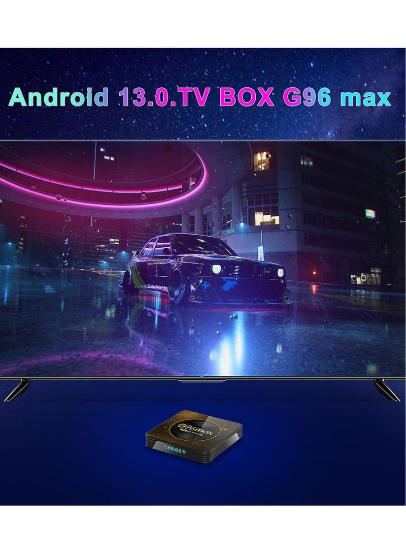 جهاز G96 Max Smart TV Box بنظام Android 13 - ذاكرة وصول عشوائي (RAM) سعة 4 جيجابايت، وذاكرة تخزين (ROM) سعة 64 جيجابايت، ودقة 8K Ultra HD، مع دعم WiFi 6 وBluetooth 5.0 ومنفذ HDMI وجهاز تحكم عن بُعد لبث المحتوى على التلفزيون الذكي. - Image 4