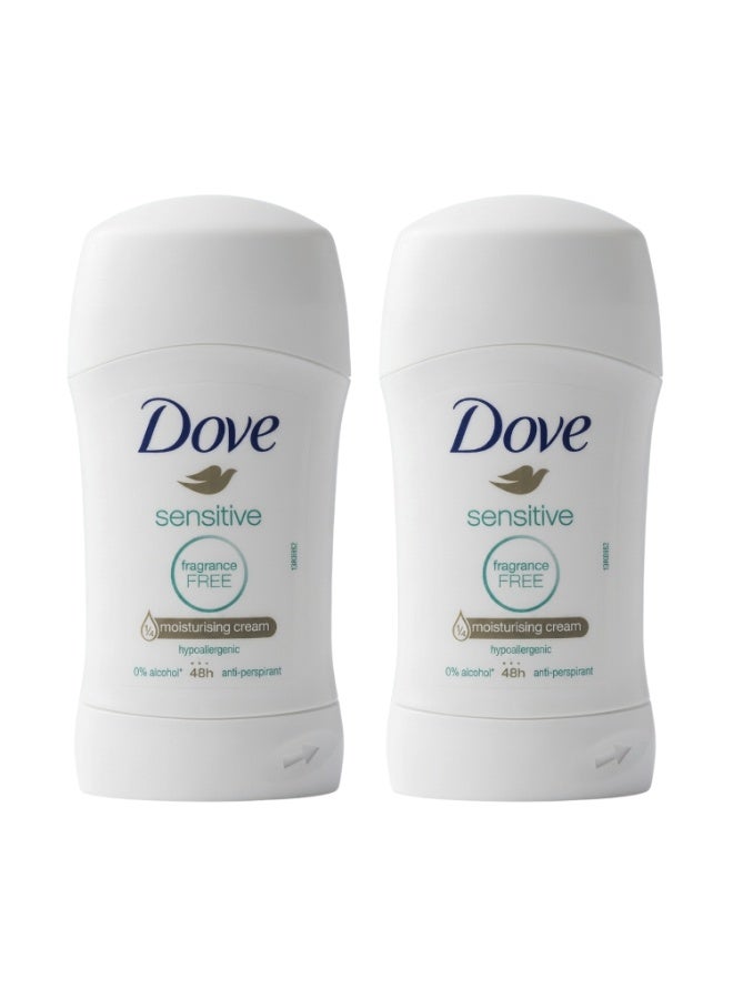 Dove Stick (Sensitive) Fragrance Free Antiperspirants 40g X 2Pcs - Image 1