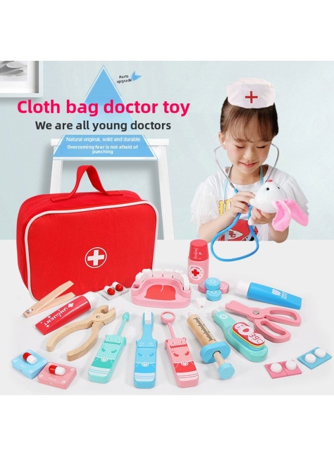 Wooden Baby Children's Medical Tools Play House Simulation Doctor Toy Set Girl Nurse Bag Doctor Toy-Color:Interesting Bag D (powder) - Image 5