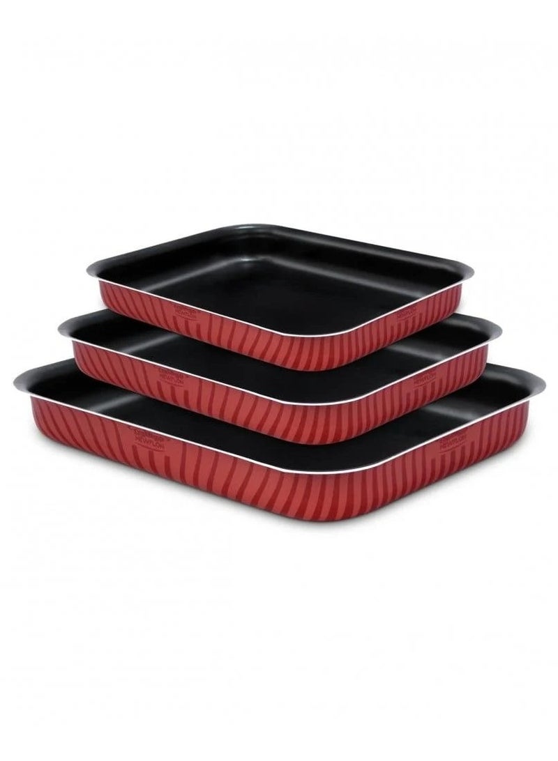Newflon Rectangular Oven Tray set 3 Pieces Size ( 25-29-31 ) - Image 1