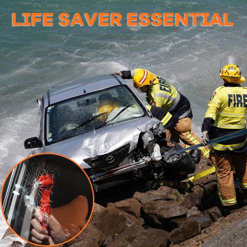 مجموعة مطرقة أمان السيارة من 20 قطعة، أداة هروب طارئة، مطرقة كسر زجاج نوافذ السيارات وقاطع حزام الأمان، هروب 2 في 1 لإنقاذ الأسرة وأدوات الهروب الطارئة للسيارات - Image 5