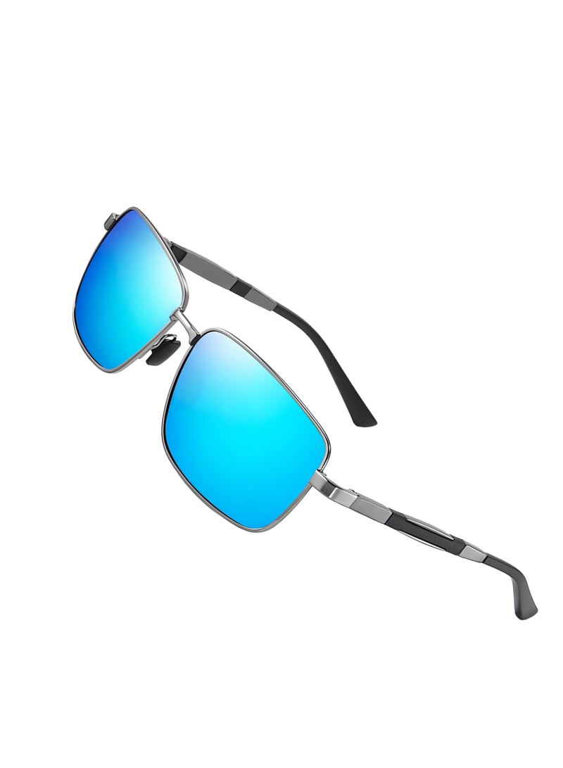Polarized sunglasses, UV400 men's sunglasses, square lightweight metal frame glasses store, suitable for cycling, desert driving, beach daily life - Image 2
