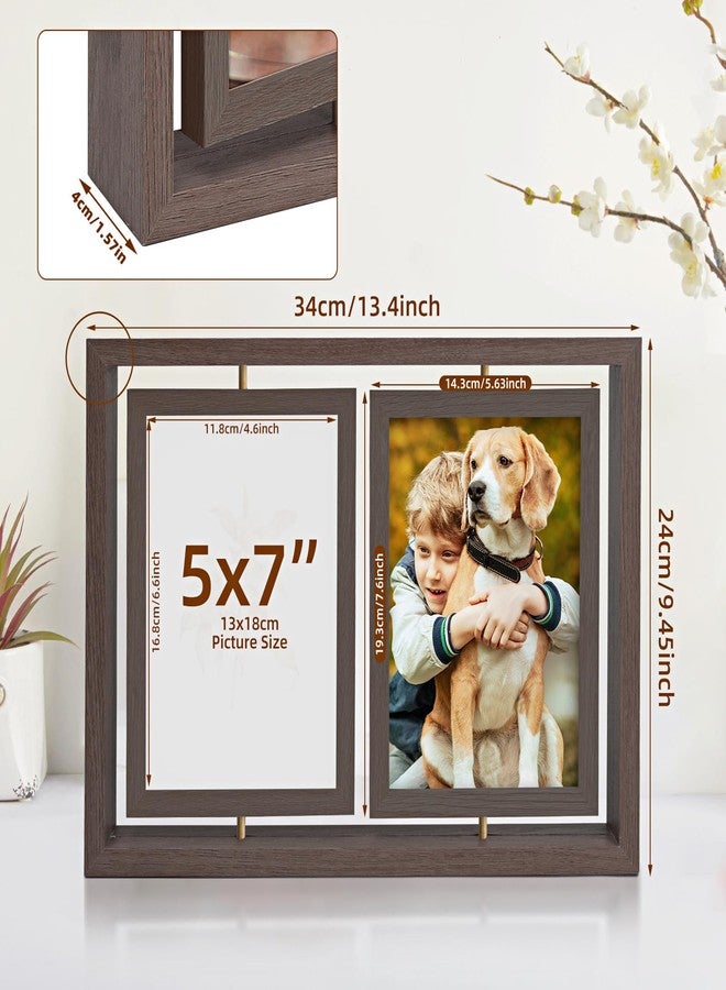 ZEEYUAN إطار صور ZEEYUAN مقاس 5x7، إطار صور مكتبي مزدوج الجوانب قابل للدوران، إطار صور عائلي، إطار طاولة للمكتب والمنزل - Image 2