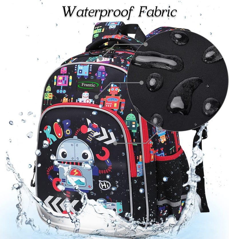 Frantic Waterproof Polyester 26 L School Backpack School Bag Daypack Picnic Bag For Boys & Girls(RR_Black_Robot_Machine) - Image 4