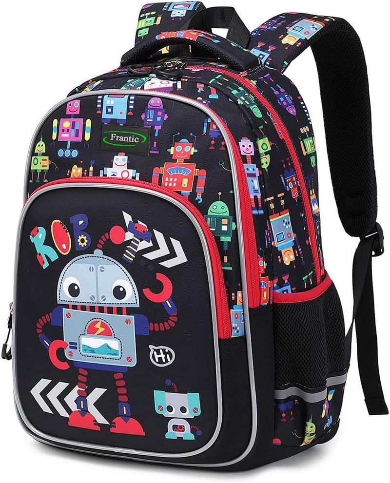 Frantic Waterproof Polyester 26 L School Backpack School Bag Daypack Picnic Bag For Boys & Girls(RR_Black_Robot_Machine) - Image 5