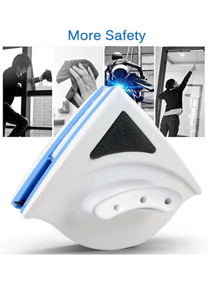 SUKILO - Double-Sided Magnetic Window Cleaner Wiper Brush – Glass Cleaning Tool with Strong Suction & Triangular Design for Single Glazed Windows, Mirrors & Tiles – White - Image 1