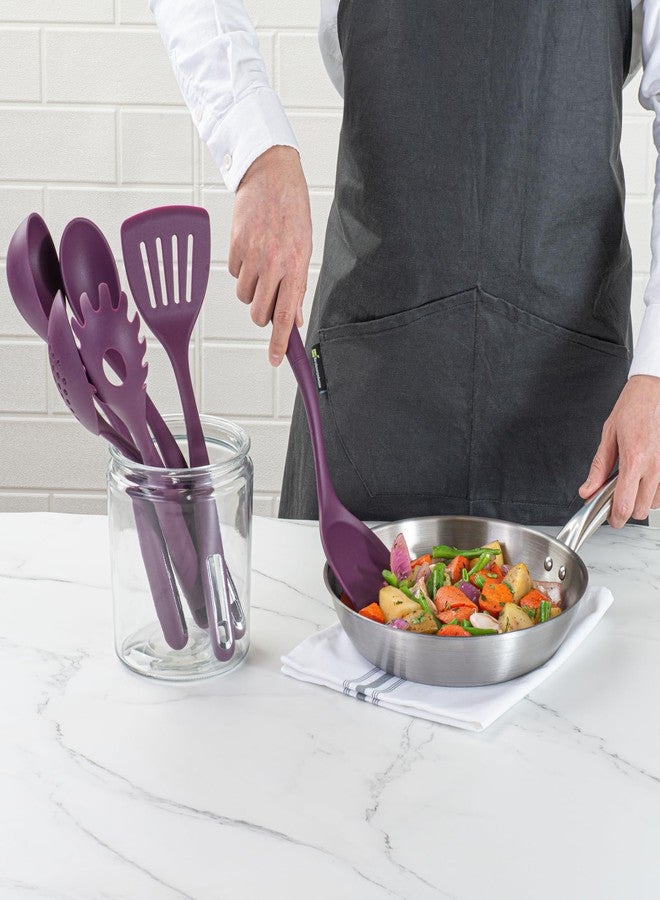 ريستورنت وير طقم أدوات مطبخ سيليكون من ريستورانت وير، عبوة من قطعة واحدة، بمقبض مانع للانزلاق، مكون من 6 قطع، مقاوم للحرارة وآمن للغسل في غسالة الأطباق، أدوات طهي متينة باللون الأرجواني - Image 5