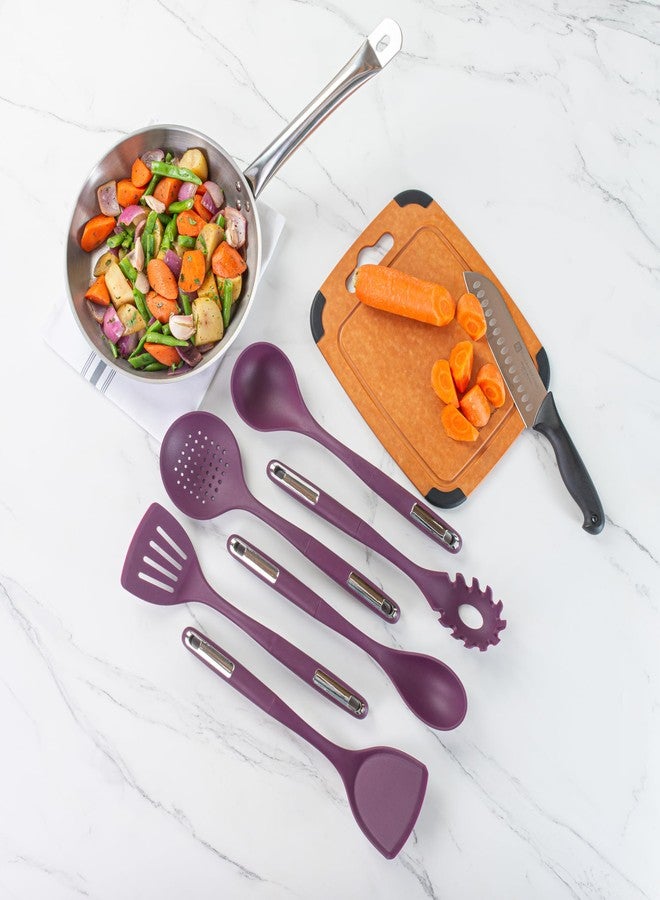ريستورنت وير طقم أدوات مطبخ سيليكون من ريستورانت وير، عبوة من قطعة واحدة، بمقبض مانع للانزلاق، مكون من 6 قطع، مقاوم للحرارة وآمن للغسل في غسالة الأطباق، أدوات طهي متينة باللون الأرجواني - Image 3