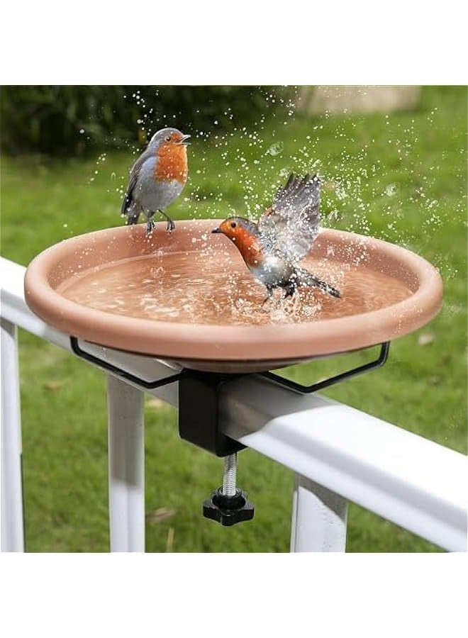 بيوينتي Diylove Bird Bath Deck Mounted Bowl 12 Inches, Balcony Railing Birdbaths Unheated, Bird Bath Fence Clamp Detachable,Heavy Duty Sturdy Clamp, Outdoor Garden Mounted Birdfeeder for Attracting Birds - Image 1
