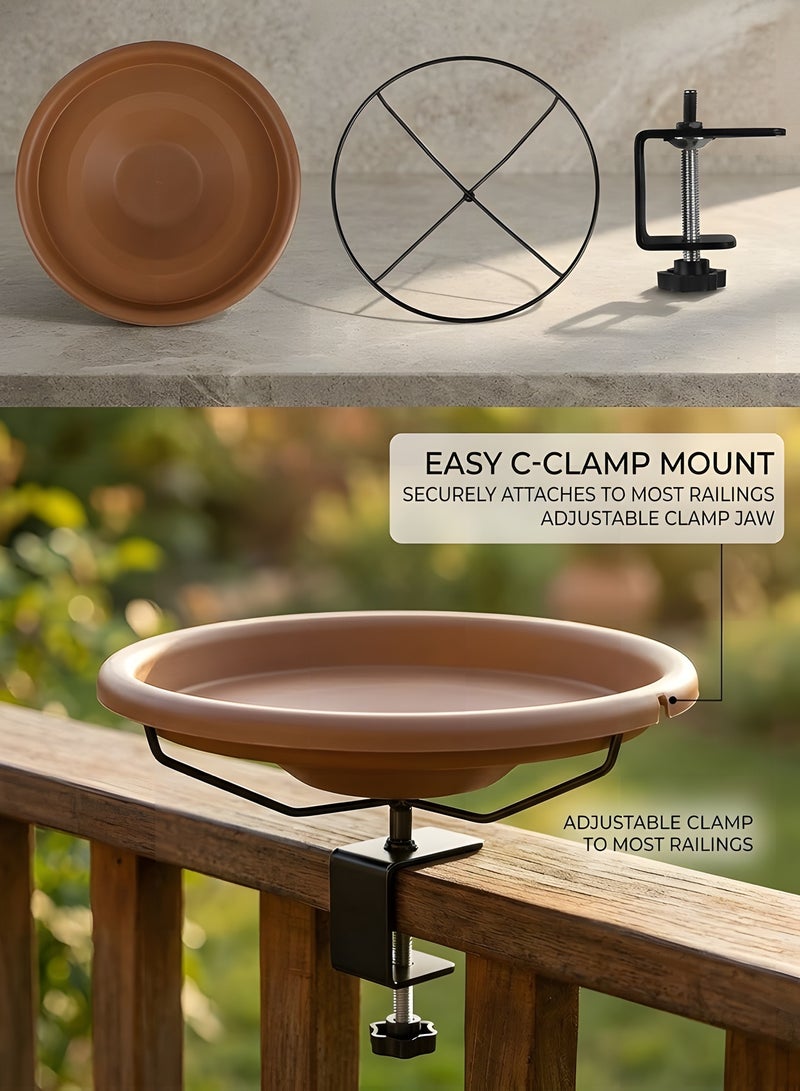بيوينتي Diylove Bird Bath Deck Mounted Bowl 12 Inches, Balcony Railing Birdbaths Unheated, Bird Bath Fence Clamp Detachable,Heavy Duty Sturdy Clamp, Outdoor Garden Mounted Birdfeeder for Attracting Birds - Image 3