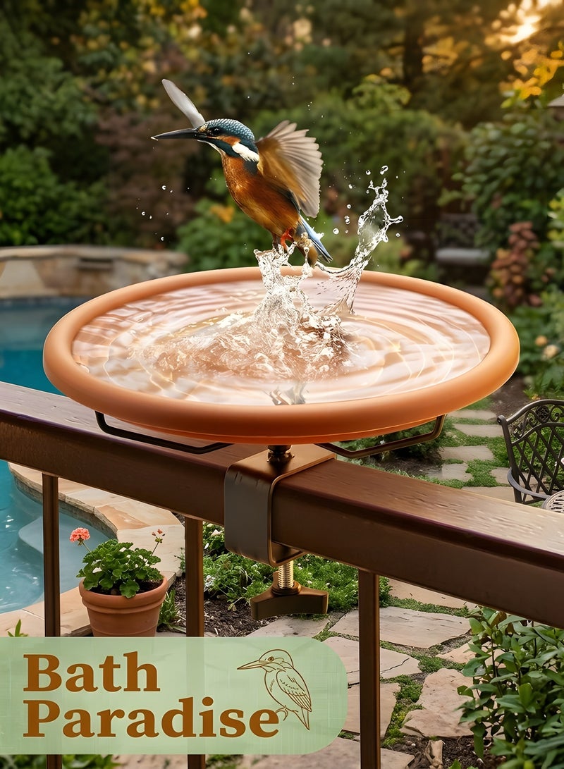 بيوينتي Diylove Bird Bath Deck Mounted Bowl 12 Inches, Balcony Railing Birdbaths Unheated, Bird Bath Fence Clamp Detachable,Heavy Duty Sturdy Clamp, Outdoor Garden Mounted Birdfeeder for Attracting Birds - Image 5