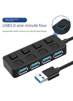 ماركة غير محددة 4 منافذ USB 3.0 محور مستقل، موزع USB توزيع واحد إلى أربعة، موسع من النوع C، نقل بيانات عالي السرعة - عدد الواجهات: USB-4 منافذ 3.0  - Image 2