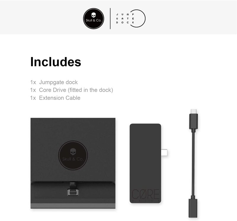 محطة شحن محمولة Skull & Co. Jumpgate Pro مع محور USB قابل للفصل ومحول HDMI للتلفزيون لجهاز Switch OLED والهواتف الذكية وMacBook - أسود (مع كابل تمديد) - Image 5