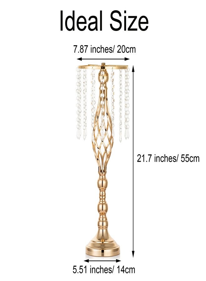 Inweder Gold Vases Centerpieces for Table: 21.7" Tall Flower Stand with Crystal Patent for Wedding Center Piece Party Event Set of 2 - Image 5